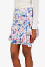 Isabel Marant Pink/Blue Printed Silk Mini Skirt Size 38