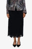 Valentino Navy Lace Midi Skirt Size 48