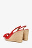 Valentino Red Patent Slingback Espadrilles Size 40