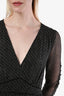 B&sh Black Printed Long Sleeve V-Neck Midi Dress Size 1