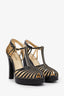 Pre-loved Chanel™ Black/Gold Slingback Heel Size 36.5C