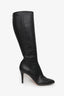 Jimmy Choo Black Grained Calfskin Knee High Heeled Boot Size 41