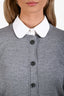 Thom Browne Grey/White Wool Cotton Polo Cardigan Size 40
