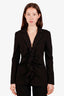 Moschino Black Ruffle Stretch Shirt with Gold Zipper Size 40