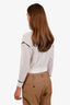 Fendi White/Beige Mesh Striped Trim Sweater with Slip Size 38