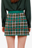Miu Miu Green Plaid Tartan Knit Mini Skirt Size 36