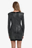 Balmain Black/Silver Crystal Embellished Argyle Long Sleeve Mini Dress Size 40