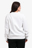 Burberry White Cotton Crest Long Sleeve Crewneck Top Size L