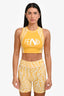 Fendi X Kway Yellow/White Zucca Houdini Print Crop Top + Biker Short Set Size 38