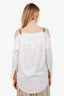 Brunello Cucinelli White Silk Beaded Open Shoulder Top Size S