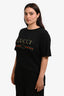 Gucci Black Logo Printed Distressed T-Shirt Size M