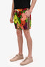 Gucci Yellow/Red Floral Velour Printed Track Shorts Size Medium Mens
