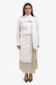 Dries Van Noten White/Light Green Wrap Around Midi Skirt Size 40