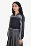 Miu Miu Runway 2025 Grey/Black Technical Silk Logo Cropped Zip Up Windbreaker Size 36