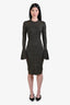 Frame Black/Gold Knit 'Godet Lurex' Bell Sleeve Dress Size XS