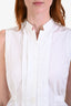 Akris Punto White Cotton Button Up Belted Sleeveless Top Size 6