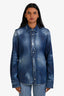 Dsquared2 Blue Acid Wash Denim Button Down Shirt Size 44