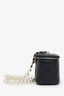 Pre-loved Chanel™ 2021 Black Quilted Lambskin Mini Vanity Case with Pearl Chain