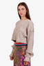 John Elliott Beige Ribbed Knit Cropped Top Size 2