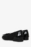 Pre-Loved Chanel™ Black Lace & Patent Leather CC Bow Cap Toe Ballet Flats Size 36