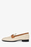 Hermès Beige Canvas Tan Leather H Loafers Size 40