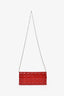Christian Dior Red Patent Cannage Leather Lady Clutch with Chain