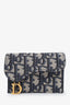 Christian Dior 2022 Navy Oblique Saddle Bloom Flap Card Holder
