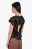 Ganni Black/Browns Sequins Open Back Short Sleeve Top Size 38