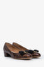 Salvatore Ferragamo Brown Patent Leather Vara Bow Block Heels Size 6.5