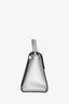 Christian Dior Silver Metallic Leather Diorever Medium Top Handle with Strap