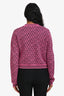 Versace Pink/Black Greca Wool Blend 'La Greca' Cardigan Size 40