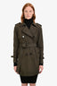 Moncler Green Double Breasted Mid-Length Trench Coat Size 1