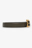Saint Laurent Olive Green Leather Cassandre Thin Belt