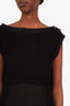 Pre-loved Chanel™ Black Silk Blend Knit Shoulder Button Detail Sleeveless Dress Size 42