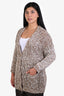 Brunello Cucinelli Brown/White Linen Cotton Sequin Knit Cardigan Size XL