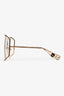 Gucci Gold Tone Clear Lens Butterfly Oversized Sunglasses