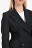 Dries Van Noten Black Linen Blend Mesh Detail Blazer Size 36