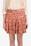 Sandro Orange Floral Print Pleated Mini Shorts Size 42