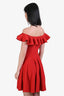 Alexander McQueen Red Ribbed Off Shoulder Ruffled Mini Dress Size S