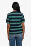 Miu Miu 2025 Green Multicolour Striped Logo Jersey T-Shirt Size M