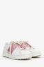 Valentino White/Pink Leather Rockstud Open Sneakers Size 39