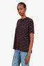Saint Laurent Black/Red Striped Logo T-Shirt Size L