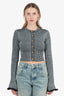 Louis Vuitton Grey Ribbed Bell Sleeve Cardigan Size XS