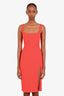 Reformation Orange Square Neck Slit Midi Dress Size 0