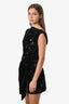 Sau Lee Black Velvet Embellish Tie Detail Mini Dress Size 4