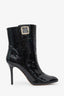 Versace Black Patent Leather Medusa Heeled Boots Size 39