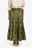 La Double J Green/Pink Cotton Poplin Maxi Skirt Size S
