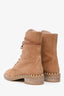 Stuart Weitzman Brown Suede with Faux Pearls Sondra Combat Boots Size 7