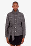 Maje Black/White Tweed Belted Puffer Jacket Size 40