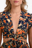 A.L.C Navy Multicolour Floral Lexi Cut-Out Twist Midi Dress Size 8